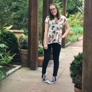 Dark wash low rise jeans